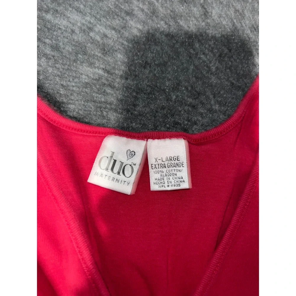 Duo Maternity Red Cotton Surplice V-Neck Sleeveless Tank Top XL Lettuce Hem